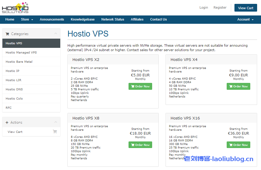 HostioSolutions荷兰VPS五折促销：AMD处理器NVMe硬盘，10Gbps大带宽2核2G内存套餐5欧元/月